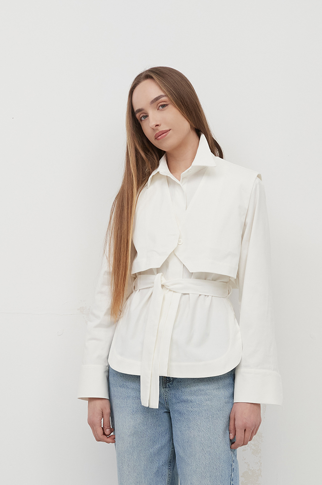 Сорочка з камізелькою вельвет айворі (Р 141/2)